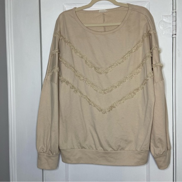 AndTheWhy boho fringe sweatshirt size L - Picture 4 of 9